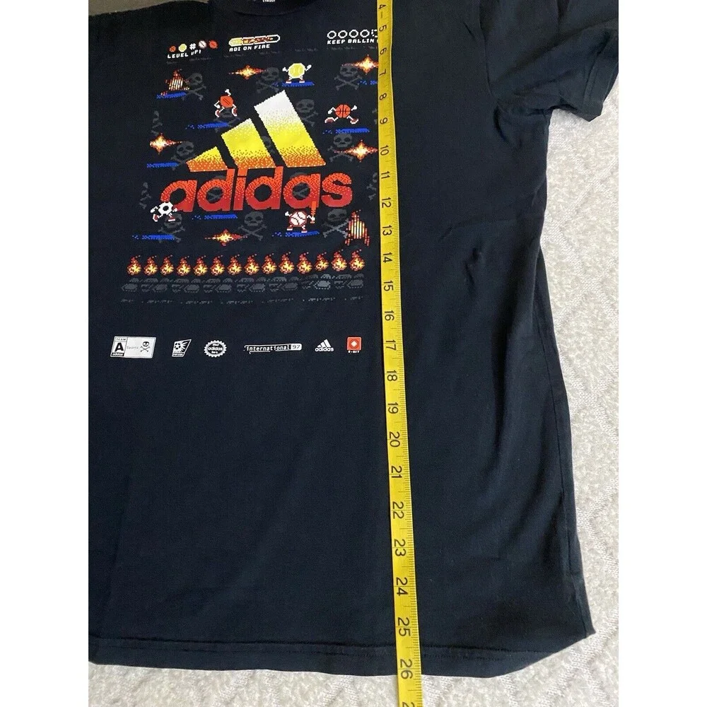 Adidas Vintage Game System Sports Graphic Black Shirt Size Youth XL 18-20